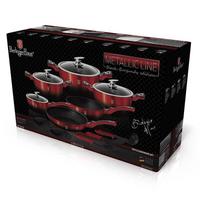 Prekė su pažeista pakuote. Puodų ir keptuvių rinkinys, su priedais Berlinger Haus Metallic Line Burgundy Noir Edition BH-1632