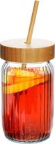 Stiklinė su šiaudeliu Excellent Houseware Bamboo 88598876, stiklas, 0.5 l