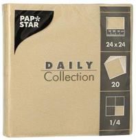 Popierinės servetėlės Pap Star Daily Collection, 24 cm x 24 cm, smėlio ruda sp., 20 vnt.