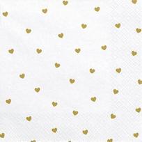 Popierinės servetėlės Party Deco Hearts, 33 cm x 33 cm, aukso sp./balta sp., 20 vnt.