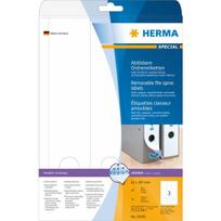 Herma Etykiety Special na segregatory, A4, odklejalne, białe, papier matowy nieprzejrzysty, 75 szt., zaokrąglone narożniki (10185) | 10185 | 4008705101851