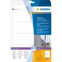 Herma Etykiety Special na segregatory, A4, odklejalne, białe, papier matowy nieprzejrzysty, 100 szt., zaokrąglone narożniki (10165) | 10165 | 4008705101653