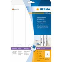 Herma Etykiety Special 4831, na segregatory, A4, białe, 61 x 297 mm, papier matowy, do drukarek atramentowych, 75 szt., zaokrąglone narożniki (4831) | 4831 | 4008705048316