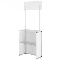 Prekybinė stendo podiumo stalas, 78.5x38x181.5 cm, balta, sulankstoma saugykla