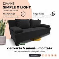 Dvivietis išskleidžiamas sofa Simple X Light, be porankių, Podrez, grafito