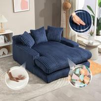 Moderni velvetinė sofa, 3 pagalvės, vienvietė, mėlyna