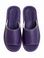 Moteriškos odinės šlepetės, violetinės