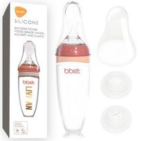 Minkštas silikoninis kūdikių maitinimo buteliukas su šaukšteliu LIVMAN SE04047-D švelnios konsistencijos, homogeniškam maistui, 120ml