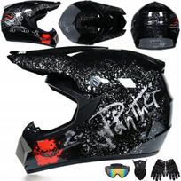 Motokroso BMX šalmas komplektas vaikams 53-54cm - visureigių akiniai + S pirštinės
