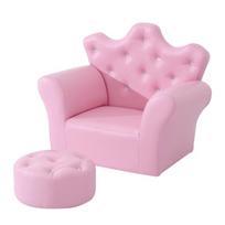 Vaikiška žaidimų sofa, rožinė, su pufu, vaikams kambariui