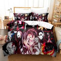 Fashion 3d Printing Anime Demon Slayer Bedding Sets Duvet Cover Set With Pillowcase Twin Full Queen King Bedclothes Home Textile EU single(135x200cm)