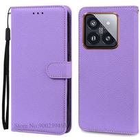 Mi 14 Mi14 Xiaomi14 Pro dėklas skirtas Xiaomi 14 dėklui Odinis piniginės tipo atverčiamas dėklas skirtas Xiaomi 14 Pro Viršelis Coque skirtas Xiaomi Mi 14 Fundas For Xiaomi 14 šviesiai violetinė spalva