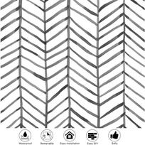 Boho Peel and Stick Wallpaper Stripe Herringbone Black White Vinyl Self Adhesive Room Decor Contact Paper 45cm wide 1mx45cm(sample)