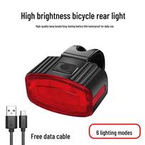 Įkraunamas 6 LED dviračio žibintų rinkinys su Type-C: Reguliuojamo spindulio priekiniai ir galiniai žibintai lauko dviračių sportui black