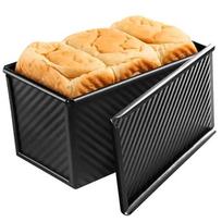 Loaf Pan With Lid Rectangle Non-Stick Loaf Pan Carbon SteelCorrugated Toast Box Mold For Perfectly Baked Bread Toast Oven Baking juoda