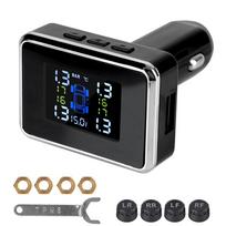 Auto Security Alarm Wireless Universal TPMS Car Accessories Car TPMS USB Digital tpms Tire Pressure Alarm System Cigarette Lighter Sensors Black