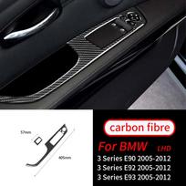 For BMW E90 E92 E93 3 Series 2005-2012 2PCS Real Carbon Fiber Car Window Switch Lift Panel Button Frame Cover L