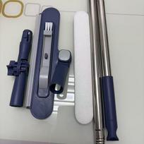 Double-Sided Long-Handle Squeegee for High-Rise Window Cleaning Reinforced Rod mėlyna