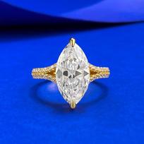 Marquise White Diamond Ring in S925 Silver (8x15mm) - 2025 Classic European American Style Size 6 auksas