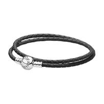 Pandora odinė dvigubo apvijos pintas 925 sidabro apyrankė Unisex apyrankė Juoda 590745CBK+590745CRD Default Packaging,35,Black