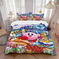 3pcs bedding set Kirby Fantasy Includes 1 Comforter + 2 Pillowcases, Without Pillow Inserts, Soft Comfortable, Lightweight Breathable, Print 135x200cm