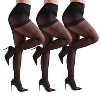 3Pack Plus Size Pantyhose For Women – 20D Ultra-Sheer Control Top Tights Reinforced Toe & Waistband 3XL brown