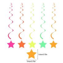 Glow Party Neon Foil Fringe Curtain Backdrop Happy Birthday Paper Banner Garland UV Black Light Glow in the Dark Decoration