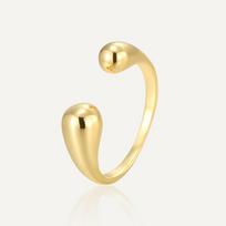 925 Sterling Silve Smooth Double Ball Beads Rings For Woman Adjustable Gold Color Geometric Wedding Couple Rings Fine Zircon auksas