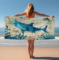 Turtle Pattern Beach Towel Soft Microfiber Bath Towel Suitable for Outdoor Travel Camping Beach Vacation W40*H60(CM)