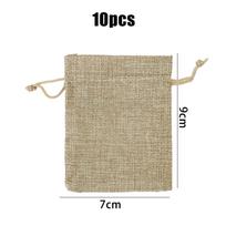 10-50pcs Brown Drawstring Burlap Bag Jewelry Linen Pouch Packing Bag DIY Christmas Candy Gift Bags Storage Organization Holder 10pcs