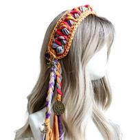 Lightweight Knitted Bandana Hairband With Hippie Design Comfortable Headwrap For Sports Casual Or Formal Wear geltona