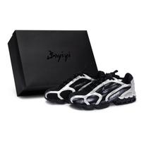 Nike Air Zoom Spiridon Cage 2 Silver Track Abrasion Resistant Low top Casual Shoes Men's Black Gray Silver HM8497-010(Team80-S-BOX) 42.5