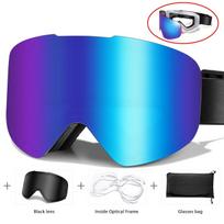 Winter Outdoor Magnetic Lens SKI Goggles Anti-Fog Snowboard Goggles with Extra Magnetic Black Lens For Men And Women and Teen