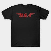 Men Black Print T-shirt Bsa Motorcycle No-Cut Transfer Paper Print Cotton Tshirt S juoda