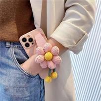 Pink Flower Wrist Strap for iPhone 12 Pro/15 Case - Soft Leather Crossbody Cord, Fits iPhone 8P/12/XS - Small, Stylish, and Feminine. iPhone 17 Pro Max