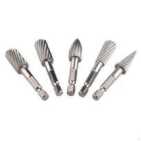 5pcs 1/4'' Shank Rotary Burr Set HSS Tools Grinding Bits
