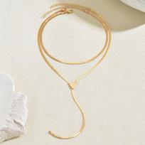Luxury Layered Herringbone Choker Minimalist Triangle Drop Y‑Lariat Necklace For Women Women  Fashion Simple Gift Daily Outfit