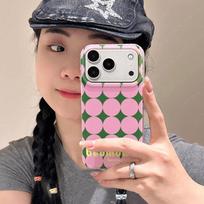 Pink Polka Dot iPhone 16 Pro Max Case with Lanyard - Fits Apple 17, iPhone 15 iPhone 16
