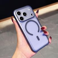 Matte Leather-Textured Magnetic Phone Case for iPhone 17 Pro Max, Compatible with Apple 16 AI Button, Drop-Proof Protection iPhone 17 Air mėlyna