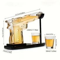 Gun-Shaped Glass Whiskey Decanter and Dispenser Set
