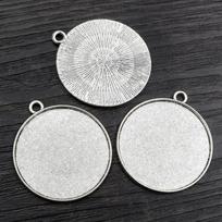 5pcs/lot 35mm Inner Size Antique Bronze and Silver colors plated Vintage baroque Style Cabochon Base Setting Charms Pendant