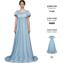 Nauja Bridgerton viduramžių retro suknelė šokių vakarui, cosplay ir scenos pasirodymams Adult XL šviesiai mėlyna spalva