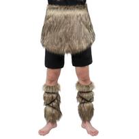 Viking Faux Fur Mini Skirt And Leg Warmers Wrap Set Cosplay Costume Accessories
