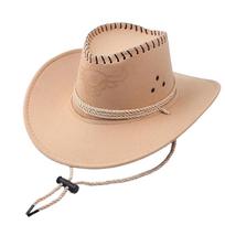 New Artificial Suede Western Cowboy Hat Felt Curved Brim Roll Brim Cowgirl Cap Tibetan Style Ethnic Top Hat Outdoor Riding smėlis