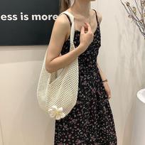Lazy wind woven tote bag women's spring summer hollow simple knitted bag large capacity seaside vacation shoulder bag