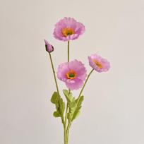High-End Realistic Poppy Silk Flower Wedding & Home Decor Ornament violetinė