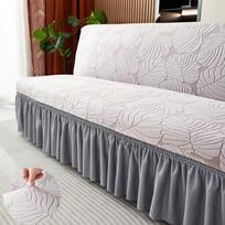 Rankovių neturintis sulankstomas sofos-lovos padengimas su raukiniais žakardo aksomo elastiniu audiniu Small: Length 120-150cm