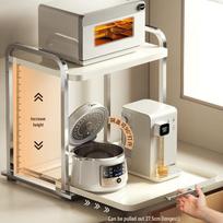 Microwave Oven Pull-out Countertop Shelf for Rice Cooker & Kitchen Appliances 32cm Wide Pull-out - Off White