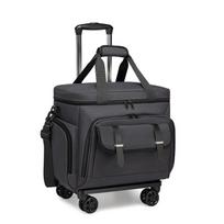 Large Capacity Teacher Rolling Bag with Detachable Trolley and Wheels - Multifunctional Travel Suitcase 21-inch tamsiai pilka spalva