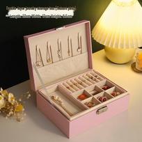 Large Double-Layer Leather Jewelry Box with Lock for Earrings, Rings, Necklaces, Bracelets - Anti-Oxidation Storage